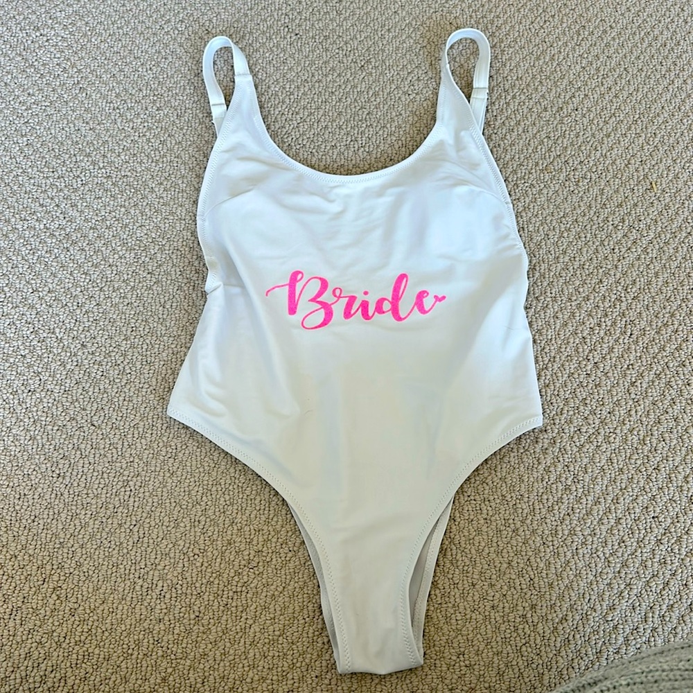 Bride Barbie one piece! Cheeky swim Bachelorette party swimwear S-M